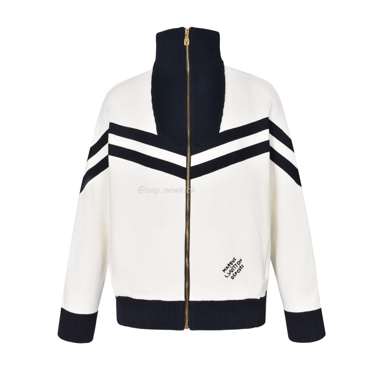 Louis Vuitton Knitted Cotton Sailor Blouson White Navy (1) - newkick.org